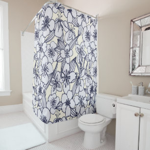 Vintages, modernes, marineblaues Elfenbein Duschvorhang