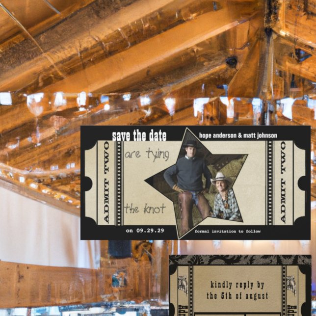 Vintages modernes Theaterticket Save the Date (Von Creator hochgeladen)