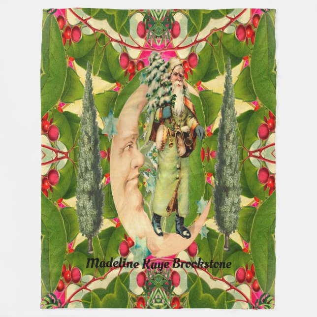 Vintages Mondsankt-Monogramm Fleecedecke (Vorderseite)