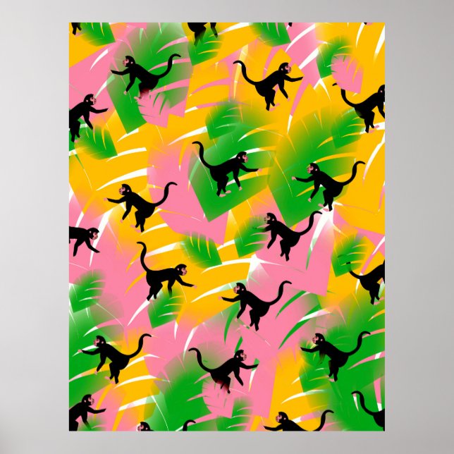 Vintages Monkey-Muster Poster (Vorne)