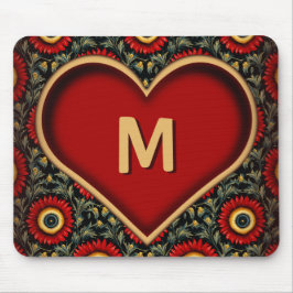 Vintages Monogram-Herzmousepad mit individueller R Mousepad