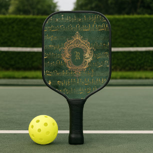 Vintages Monogram Wappen Music Manuskript Green Go Pickleball Schläger