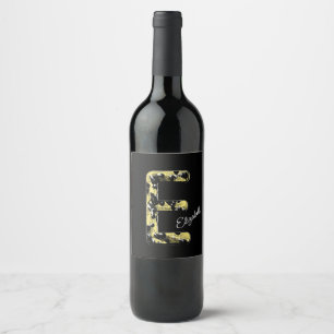 Vintages Monogramm aus dem Gold Black Letter E Weinetikett