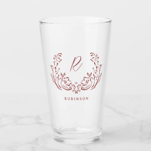 Vintages Monogramm aus roten Skizzen Glas