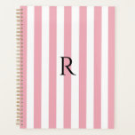 Vintages Monogramm Baby Rosa und weiße Streifen St Planer<br><div class="desc">Modernes,  Vintag gestreiftes Design. Vertikale Streifen Muster Design in schicken französischen klassischen eleganten rosa und weiß Farbe.</div>