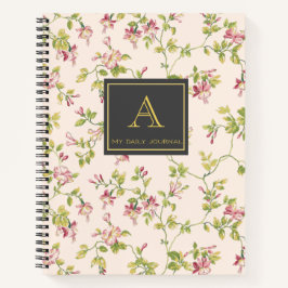 Vintages Monogramm-Blumenblatt Notizbuch