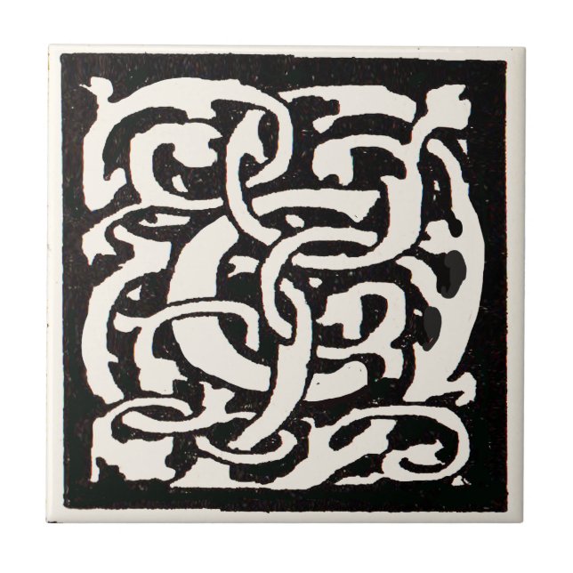 Vintages Monogramm C Jugendstil Fliese (Vorderseite)