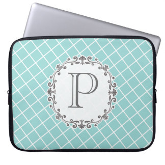 Vintages Monogramm Cross-Hatter-Muster Notebook-Ba Laptopschutzhülle