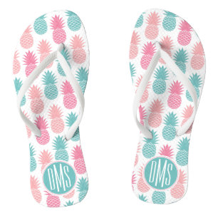 Vintages Monogramm des Ananas-Muster- Flip Flops