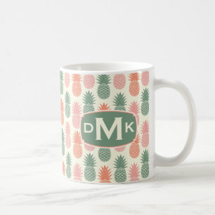 Vintages Monogramm des Ananas-Muster-  Kaffeetasse