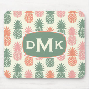 Vintages Monogramm des Ananas-Muster- Mousepad