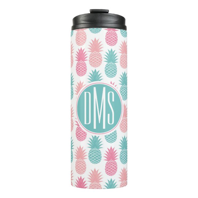 Vintages Monogramm des Ananas-Muster-| Thermosbecher (Vorderseite)