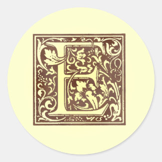 Vintages Monogramm E Runder Aufkleber