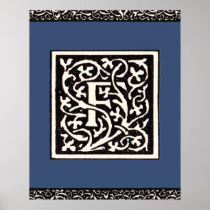 Vintages Monogramm F Art Nouveau Poster