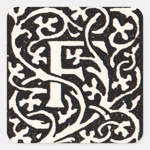 Vintages Monogramm F Art Nouveau Quadratischer Aufkleber