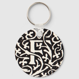 Vintages Monogramm F Art Nouveau Schlüsselanhänger