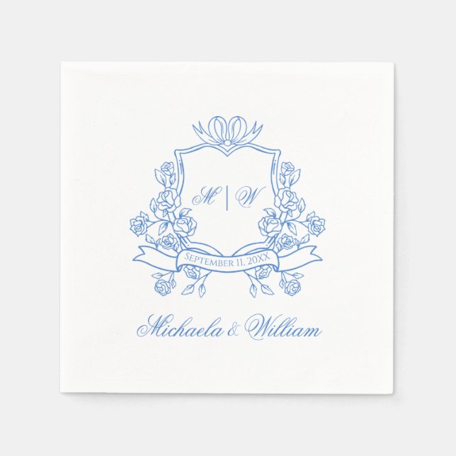 Vintages Monogramm-Hochzeitspapier Napkin Serviette (Vorderseite)