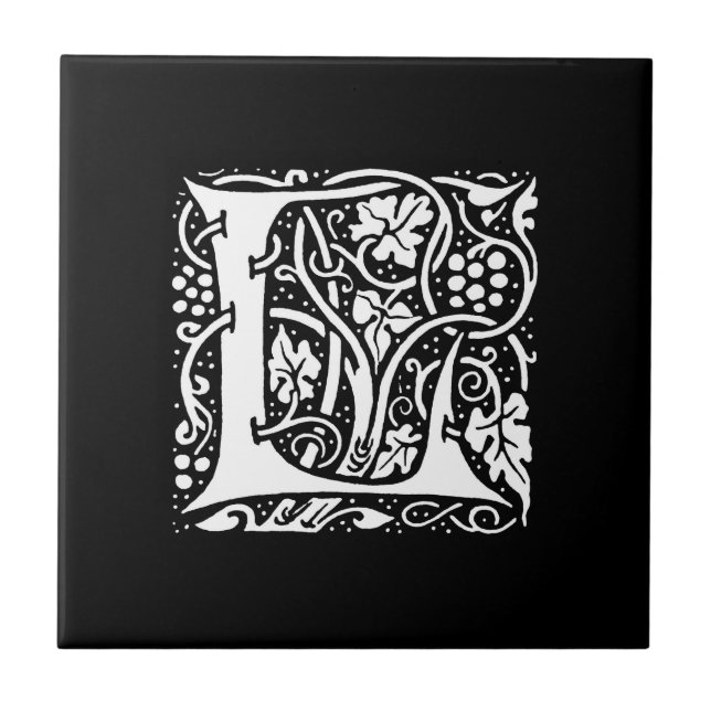 Vintages Monogramm L Art Nouveau Fliese (Vorderseite)
