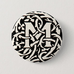 Vintages Monogramm M Art Nouveau Button