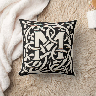 Vintages Monogramm M Art Nouveau Kissen