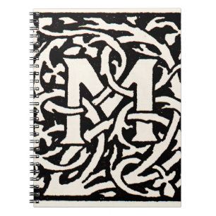 Vintages Monogramm M Art Nouveau Notizblock