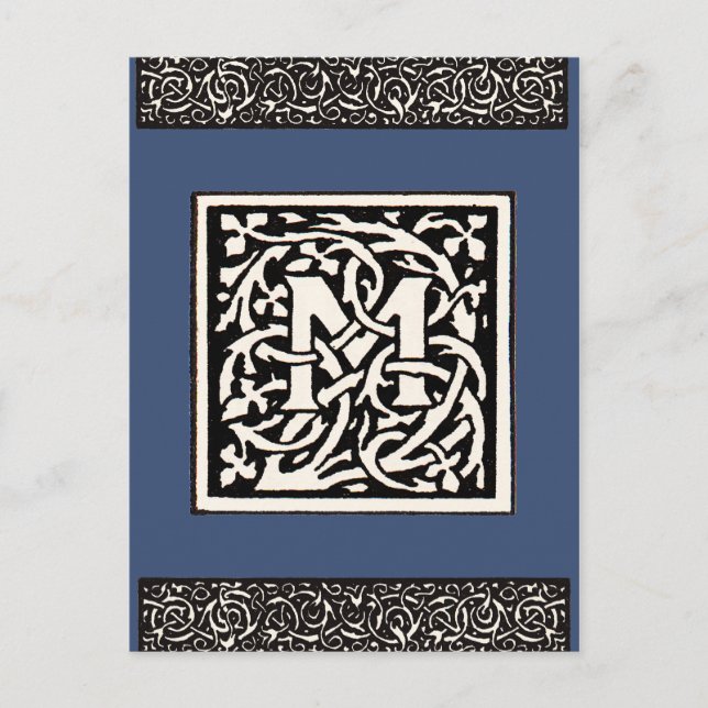 Vintages Monogramm M Art Nouveau Postkarte (Vorderseite)