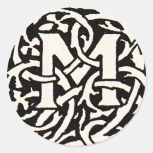 Vintages Monogramm M Art Nouveau Runder Aufkleber