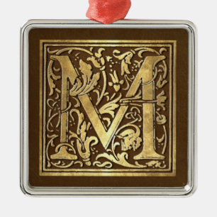 Vintages Monogramm M Silbernes Ornament