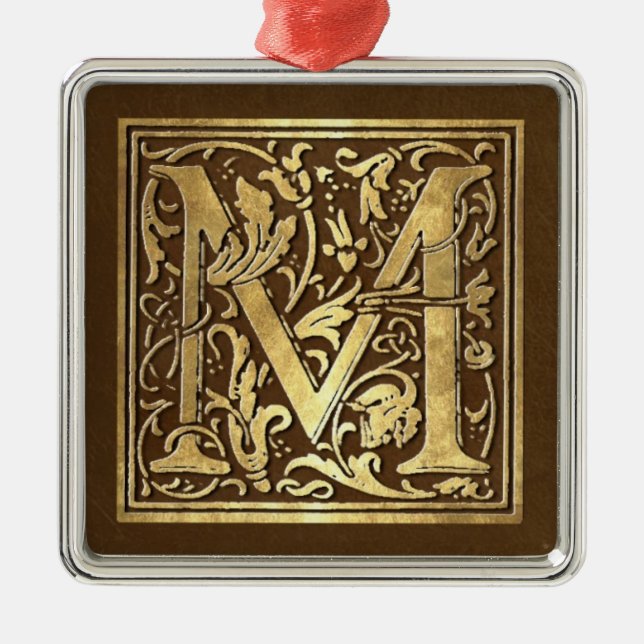 Vintages Monogramm M Silbernes Ornament (Vorne)