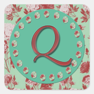 Vintages Monogramm Q Quadratischer Aufkleber