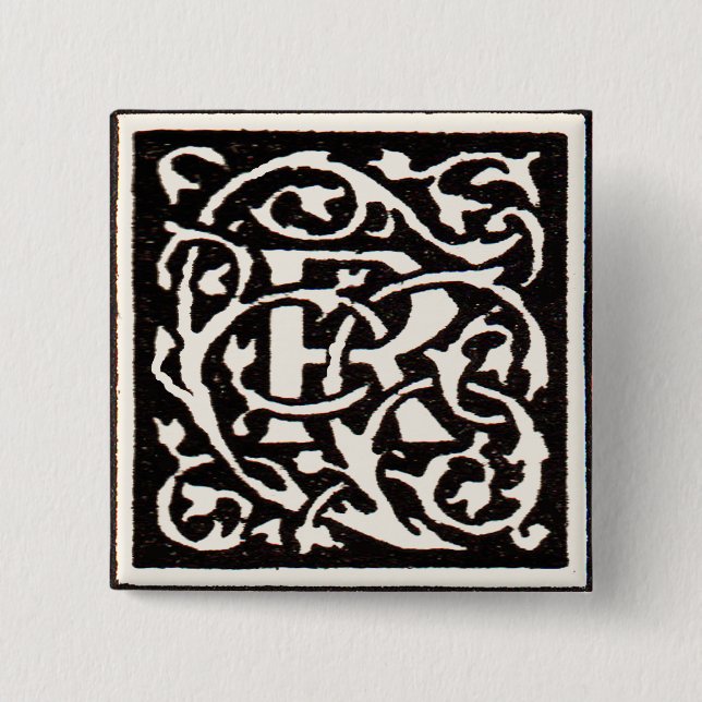 Vintages Monogramm R Art Nouveau Button (Vorderseite)