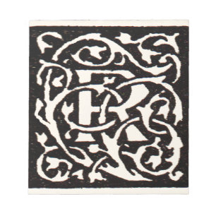 Vintages Monogramm R Art Nouveau Notizblock