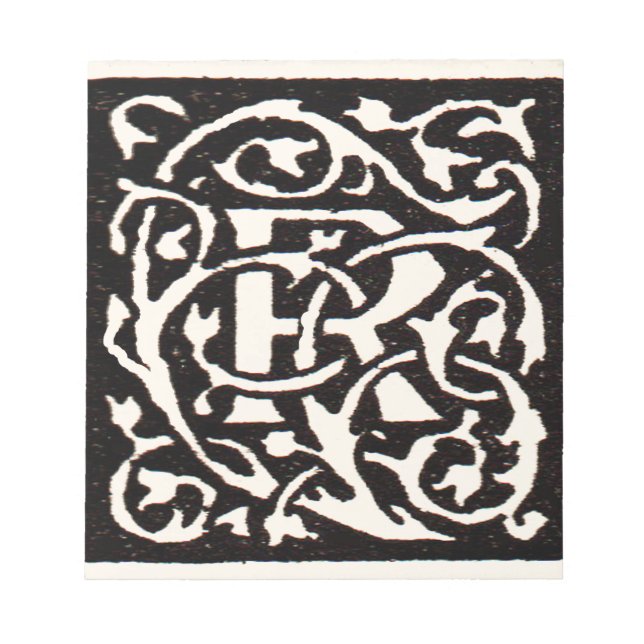 Vintages Monogramm R Art Nouveau Notizblock (Vorderseite)