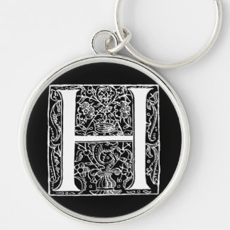 Vintages Monogramm-Schwarz-weiße "h-" Initialen Schlüsselanhänger