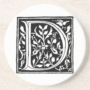 Vintages Monogramm-Schwarzweiss-Monogramm des Sandstein Untersetzer