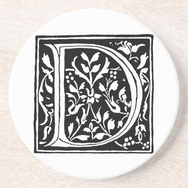 Vintages Monogramm-Schwarzweiss-Monogramm des Sandstein Untersetzer (Vorne)