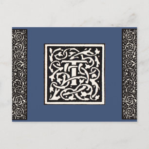 Vintages Monogramm T Art Nouveau Postkarte