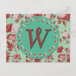 Vintages Monogramm W Postkarte