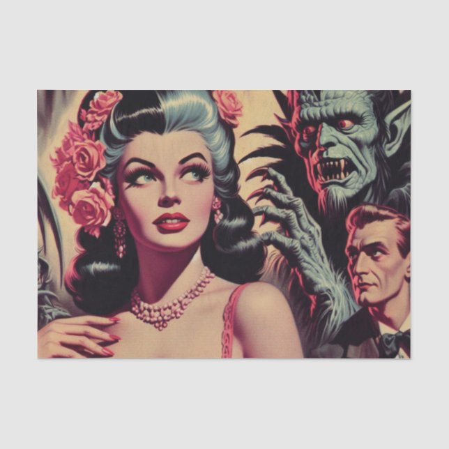Vintages Monster Horror Girl Seidenpapier (Vorderseite)