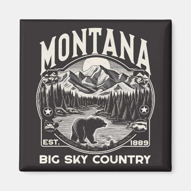 Vintages Montana Big Sky Land Magnet (Vorne)