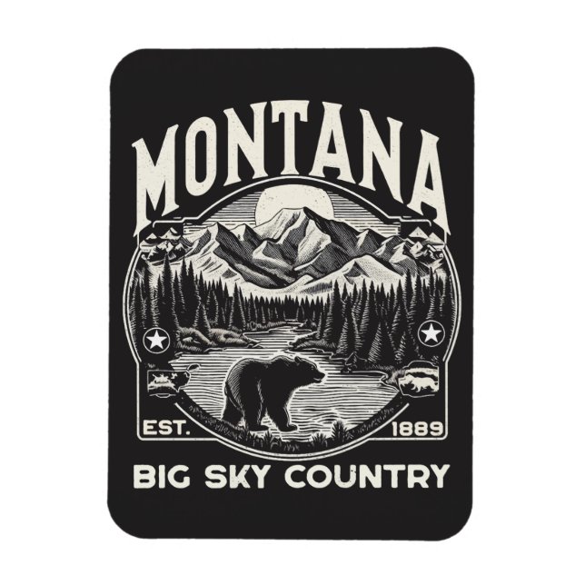 Vintages Montana Big Sky Land Magnet (Vertikal)