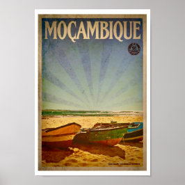 Vintages Mosambik Beach Travel Poster
