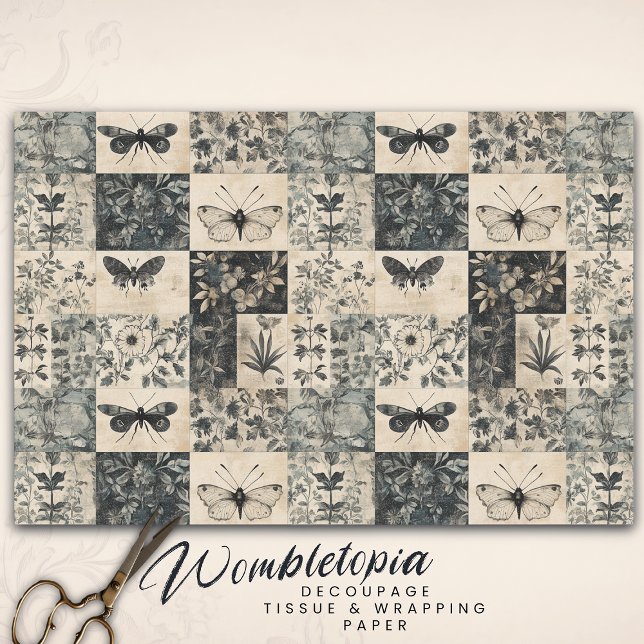 Vintages Moth & Botanisches Grunge Halloween-Colla Seidenpapier (Von Creator hochgeladen)