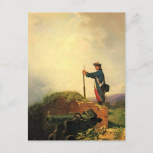 Vintages Motiv - Yawning Cannon Soldier Postkarte