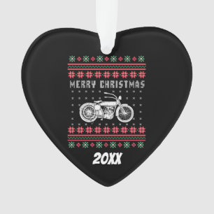 Vintages Motorrad-hässliche Weihnachtsstrickjacke Ornament