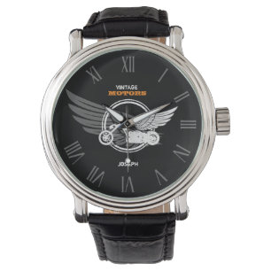 Vintages Motorrad mit Wattzähler Armbanduhr