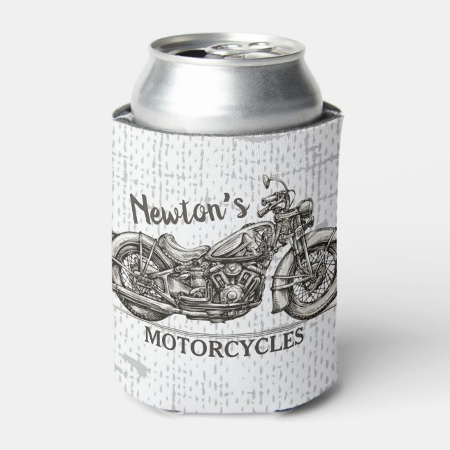 Vintages Motorrad Personalisiert NAME Fahrradgarag Dosenkühler (Kanne Vorderseite)
