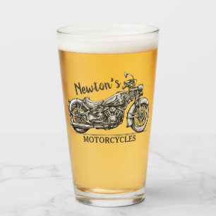 Vintages Motorrad Personalisiert NAME Fahrradgarag Glas