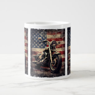 Vintages Motorrad USA Flag Retro Biker Amerikaner Jumbo-Tasse