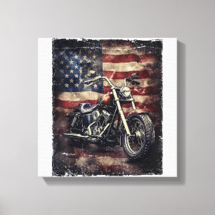 Vintages Motorrad USA Flag Retro Biker Amerikaner Leinwanddruck